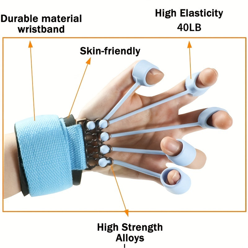 Silicone Polymer Finger Exerciser, Hand Strengthener, Uncharged Finger Flexibility Trainer, Blue