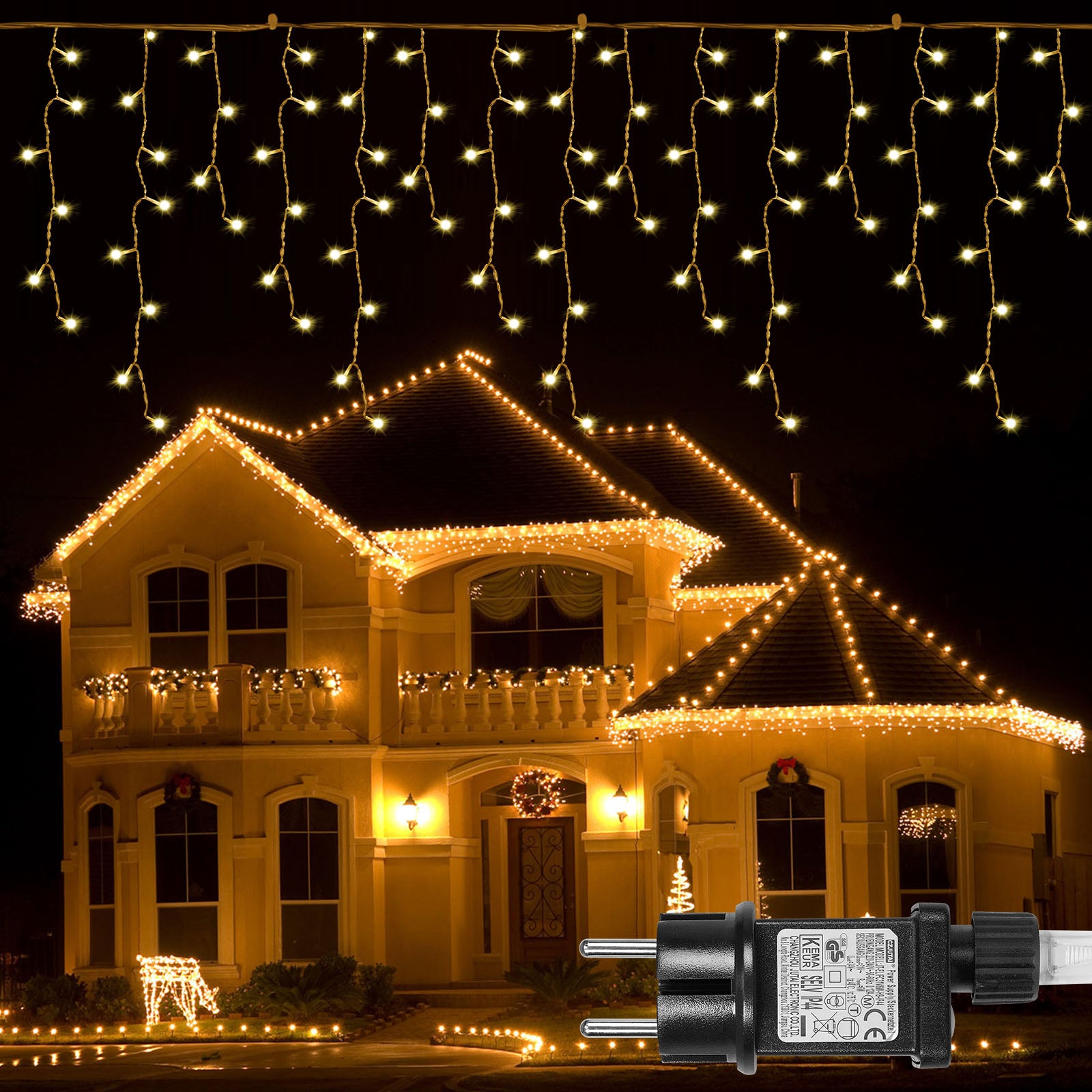 Memory LED Icicle String Lights 5/10/15M Waterproof Outdoor Christmas Fairy Lights 8 Modes Timer Xmas Newyear Decor 31V Plug