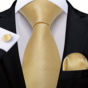 Classic Striped Tie Set For Men Blue Yellow Ties Trendy Woven Necktie Hanky Cufflinks Set Business Tie, Ideal choice for Gifts