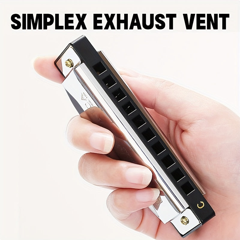 Professional Blues Harmonica 10 Holes C Key Blues Harp With Hard Case Perfect For Beginners Students Adults Professionals As Gifts Eid Al-Adha Mubarak