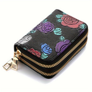 Double Zipper Wallet, Women's Short Credit Card Holder, Multifunctional Large Capacity Coin Purse