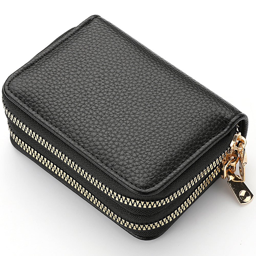 Double Zipper Wallet, Women's Short Credit Card Holder, Multifunctional Large Capacity Coin Purse