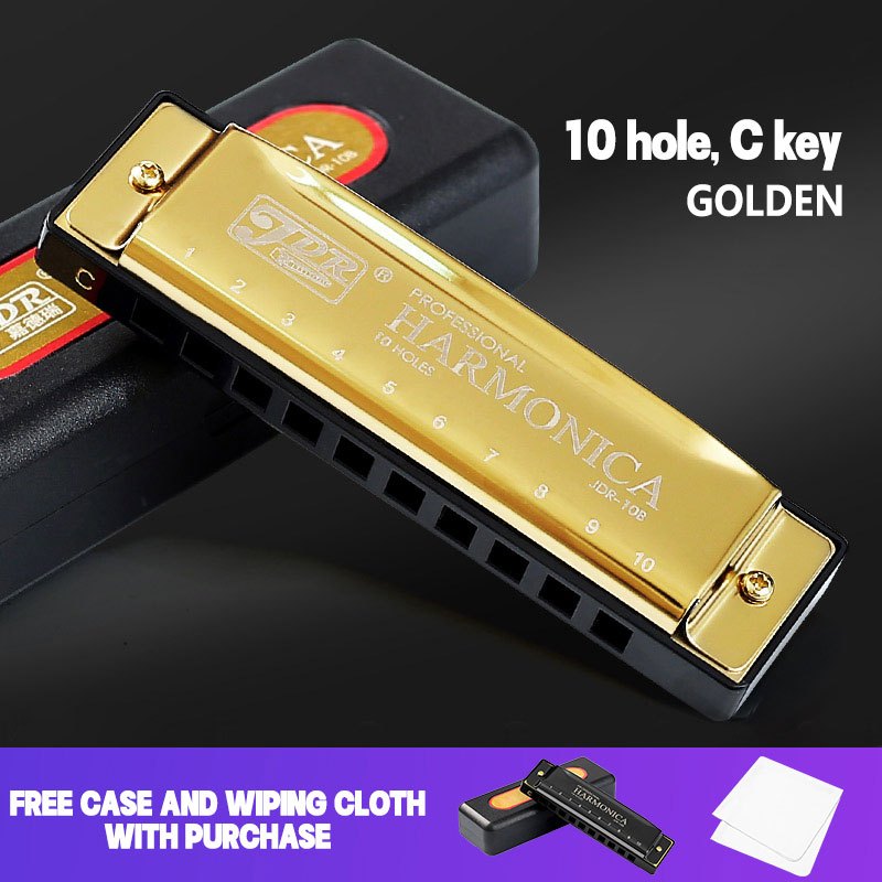 Professional Blues Harmonica 10 Holes C Key Blues Harp With Hard Case Perfect For Beginners Students Adults Professionals As Gifts Eid Al-Adha Mubarak