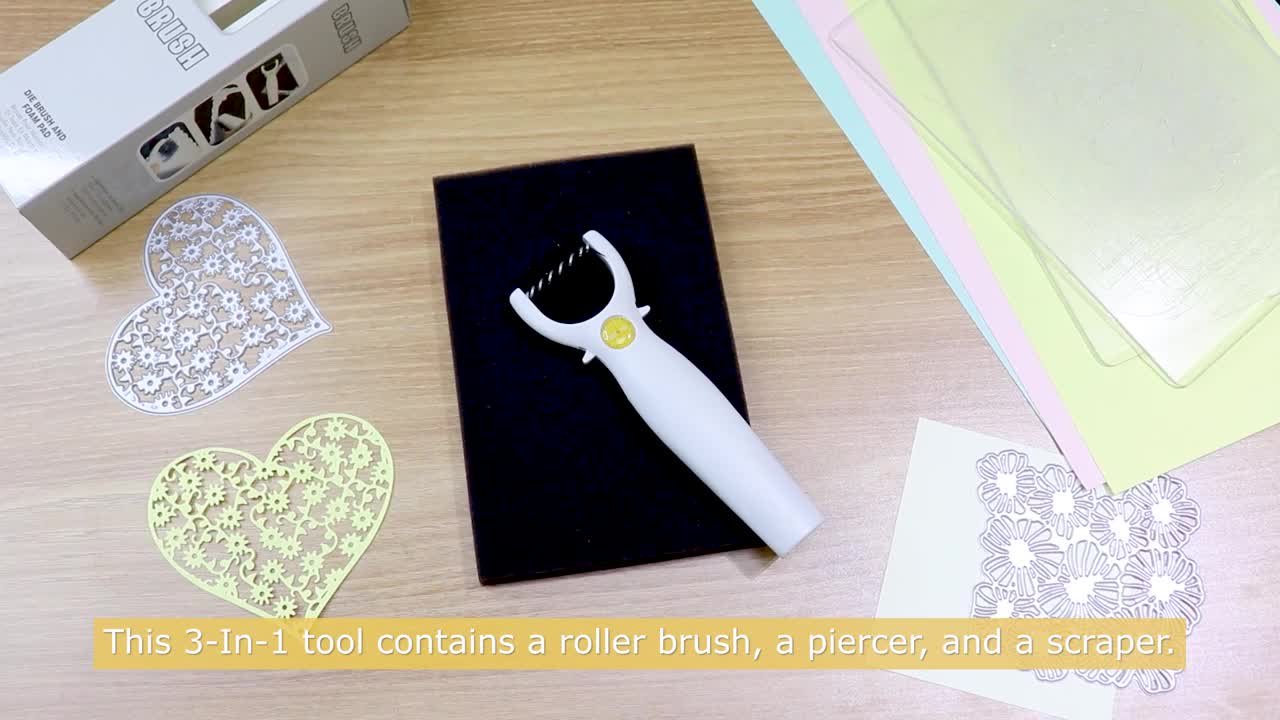 Letong 3-in-1 Die Brush Piercer Scraper Weeding Tools Easily Removing Excess Paper From Dies Must-Have Die Brush Tool With Foam Pad