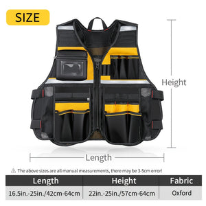 High-Visibility Reflective Work Vest - Durable with Tool Pockets for Electricians - Ensures Ultimate Construction Safety