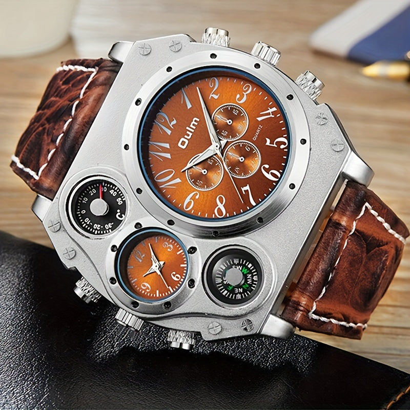 Men's Quartz Watch, Multi Dial With Compass, Casual Watch For Men, Ideal choice for Gifts