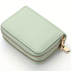 Double Zipper Wallet, Women's Short Credit Card Holder, Multifunctional Large Capacity Coin Purse