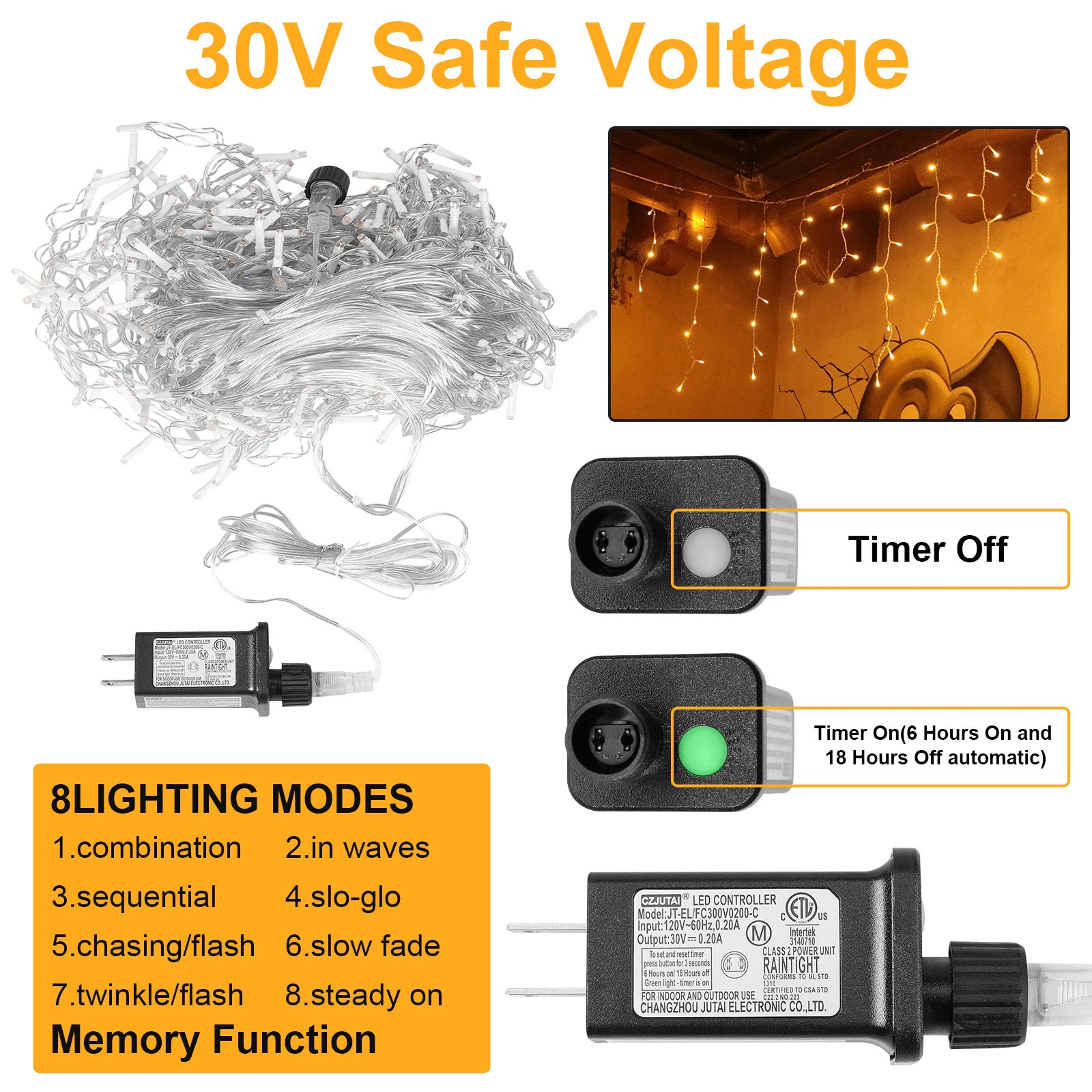Memory LED Icicle String Lights 5/10/15M Waterproof Outdoor Christmas Fairy Lights 8 Modes Timer Xmas Newyear Decor 31V Plug