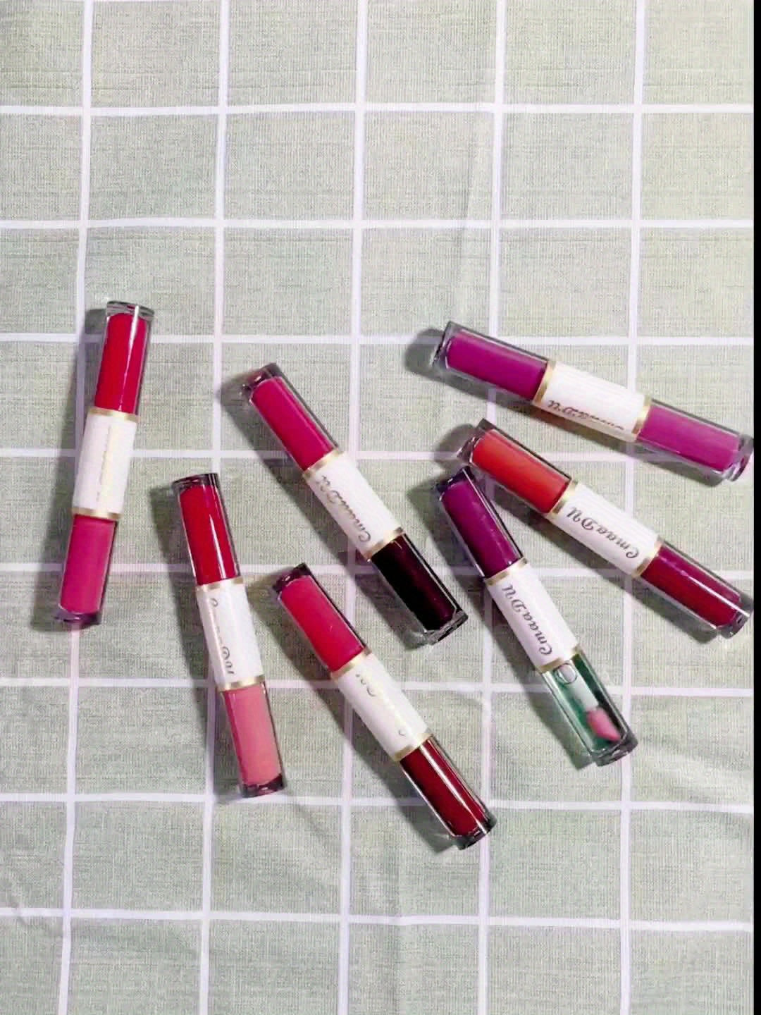 Double Ended Lip Gloss, Matte Velvet Satin Texture, Vivid Color Rendering Lip Glaze Long Lasting Waterproof Liquid Lipsticks ( 8 Colors ) Valentine's Day Gifts
