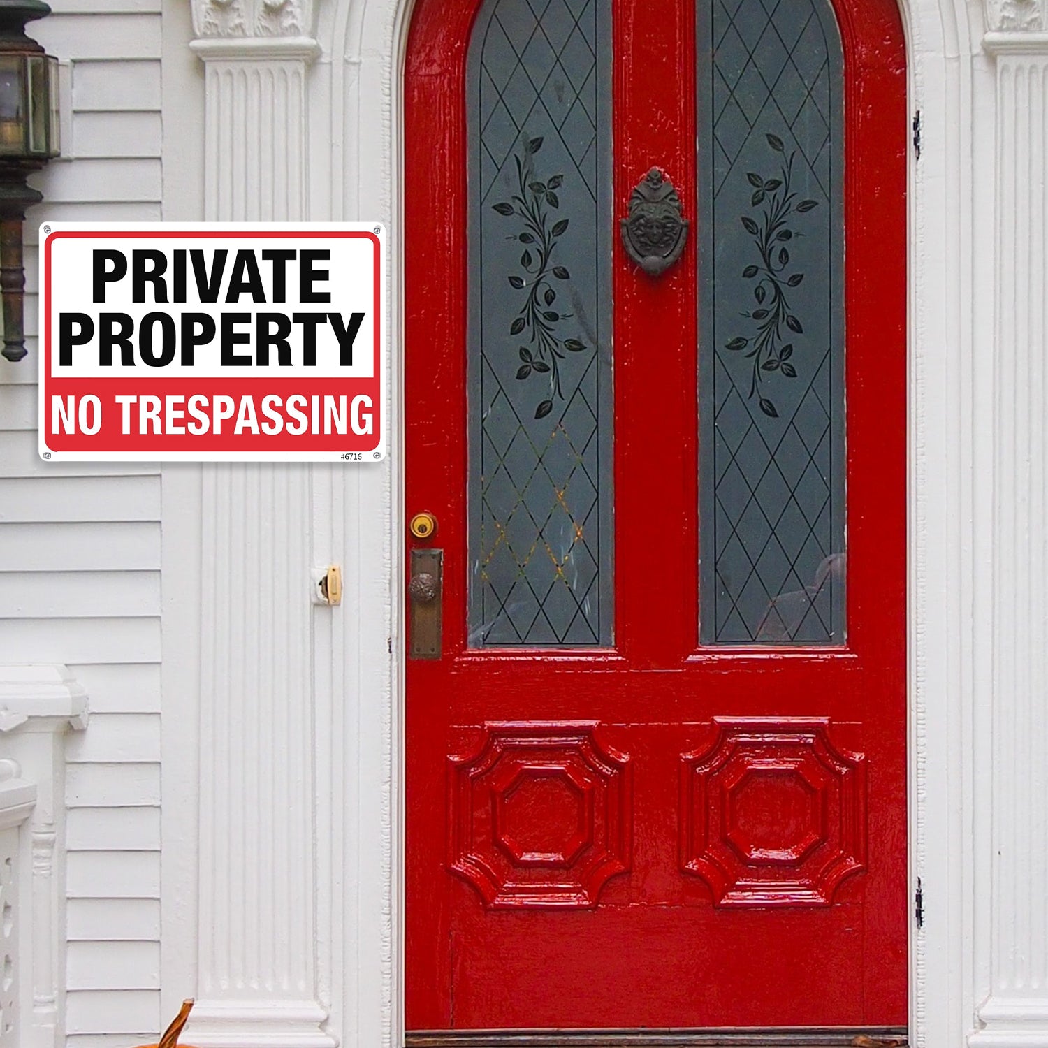 4pcs Private Property No Trespassing Sign Metal Signs 10"x7" Rust Free Aluminum, Indoor & Outdoor Use