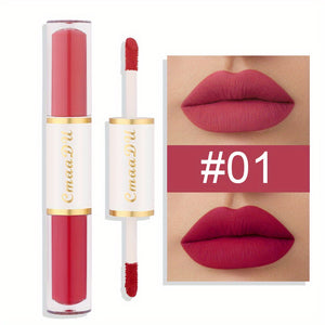 Double Ended Lip Gloss, Matte Velvet Satin Texture, Vivid Color Rendering Lip Glaze Long Lasting Waterproof Liquid Lipsticks ( 8 Colors ) Valentine's Day Gifts