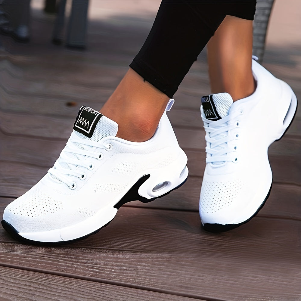 Lightweight Mesh Lace Up Women's Fashion Sneakers, Air Cushion Running Sports Shoes