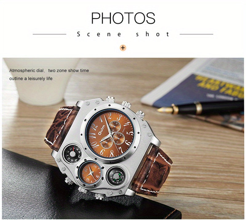 Men's Quartz Watch, Multi Dial With Compass, Casual Watch For Men, Ideal choice for Gifts