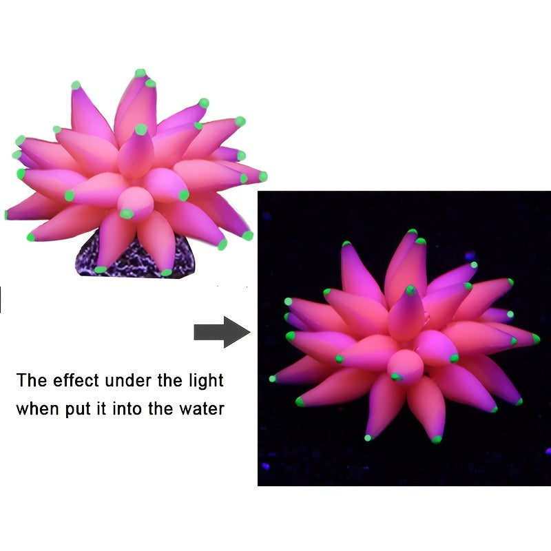 4pcs Glowing Aquarium Plants - Silicone Coral, Mushroom, Sea Anemone & Grass Decorations