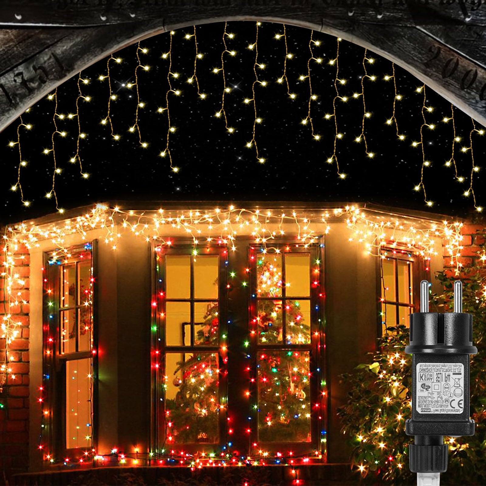 Memory LED Icicle String Lights 5/10/15M Waterproof Outdoor Christmas Fairy Lights 8 Modes Timer Xmas Newyear Decor 31V Plug