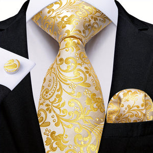 Classic Striped Tie Set For Men Blue Yellow Ties Trendy Woven Necktie Hanky Cufflinks Set Business Tie, Ideal choice for Gifts