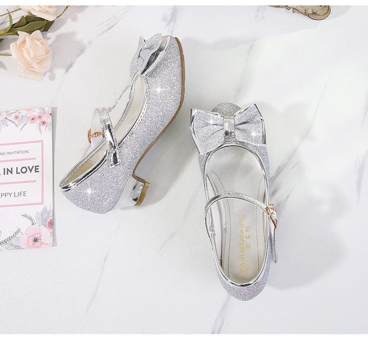 Girls' Elegant Low Heel Pumps - Bow Decorated Princess Party Shoes for Spring and Summer with Comfortable Insoles and Durable Outsoles