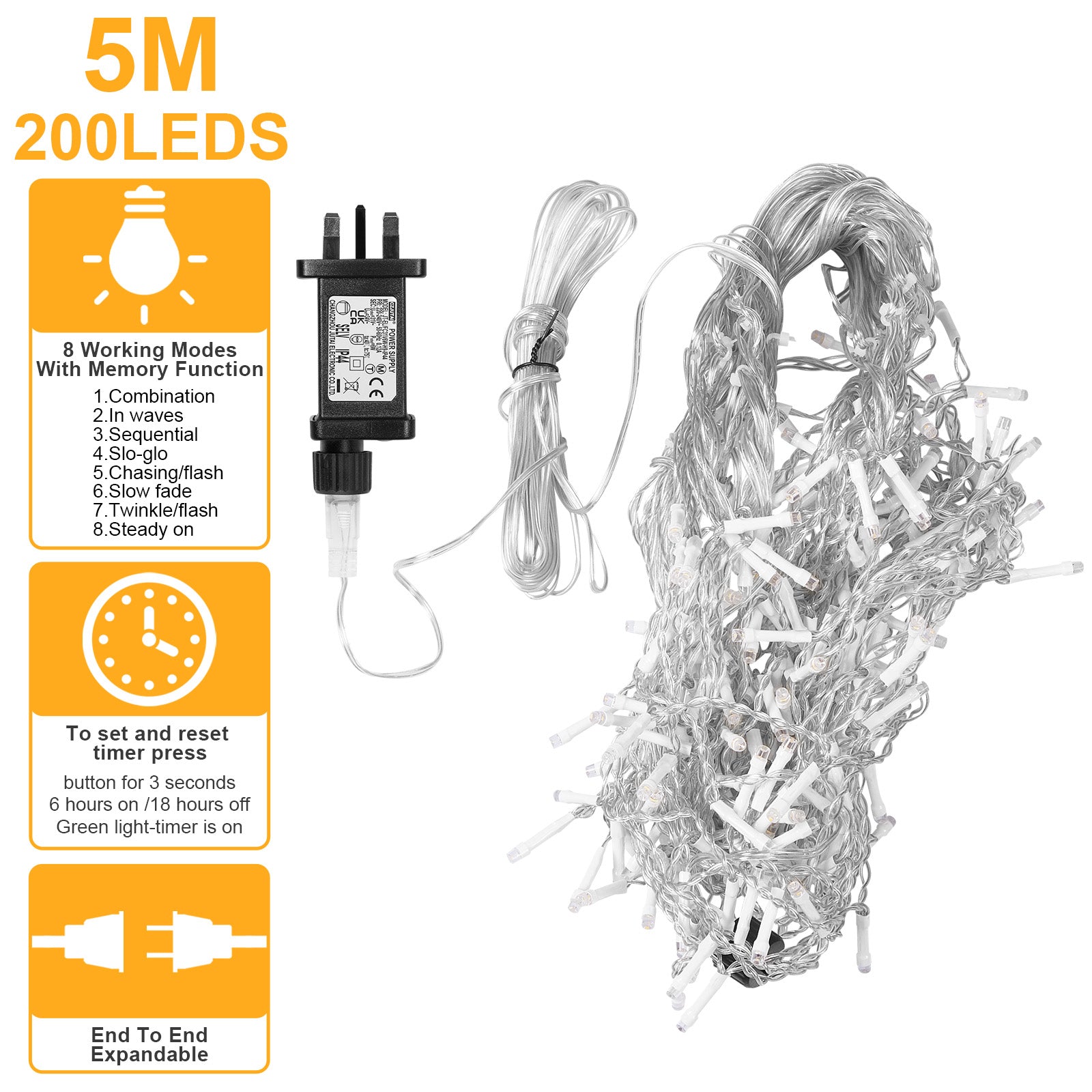 Memory LED Icicle String Lights 5/10/15M Waterproof Outdoor Christmas Fairy Lights 8 Modes Timer Xmas Newyear Decor 31V Plug
