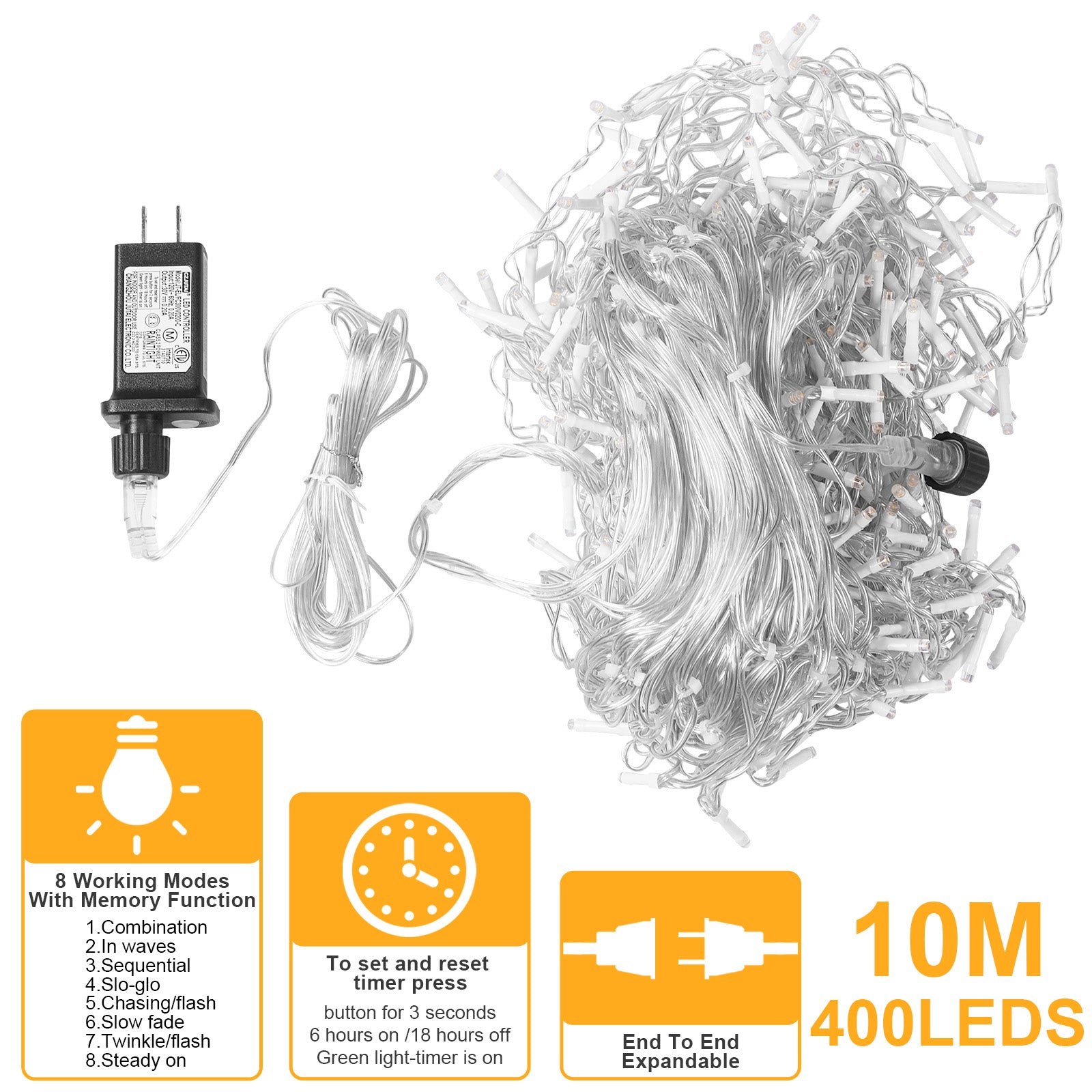 Memory LED Icicle String Lights 5/10/15M Waterproof Outdoor Christmas Fairy Lights 8 Modes Timer Xmas Newyear Decor 31V Plug