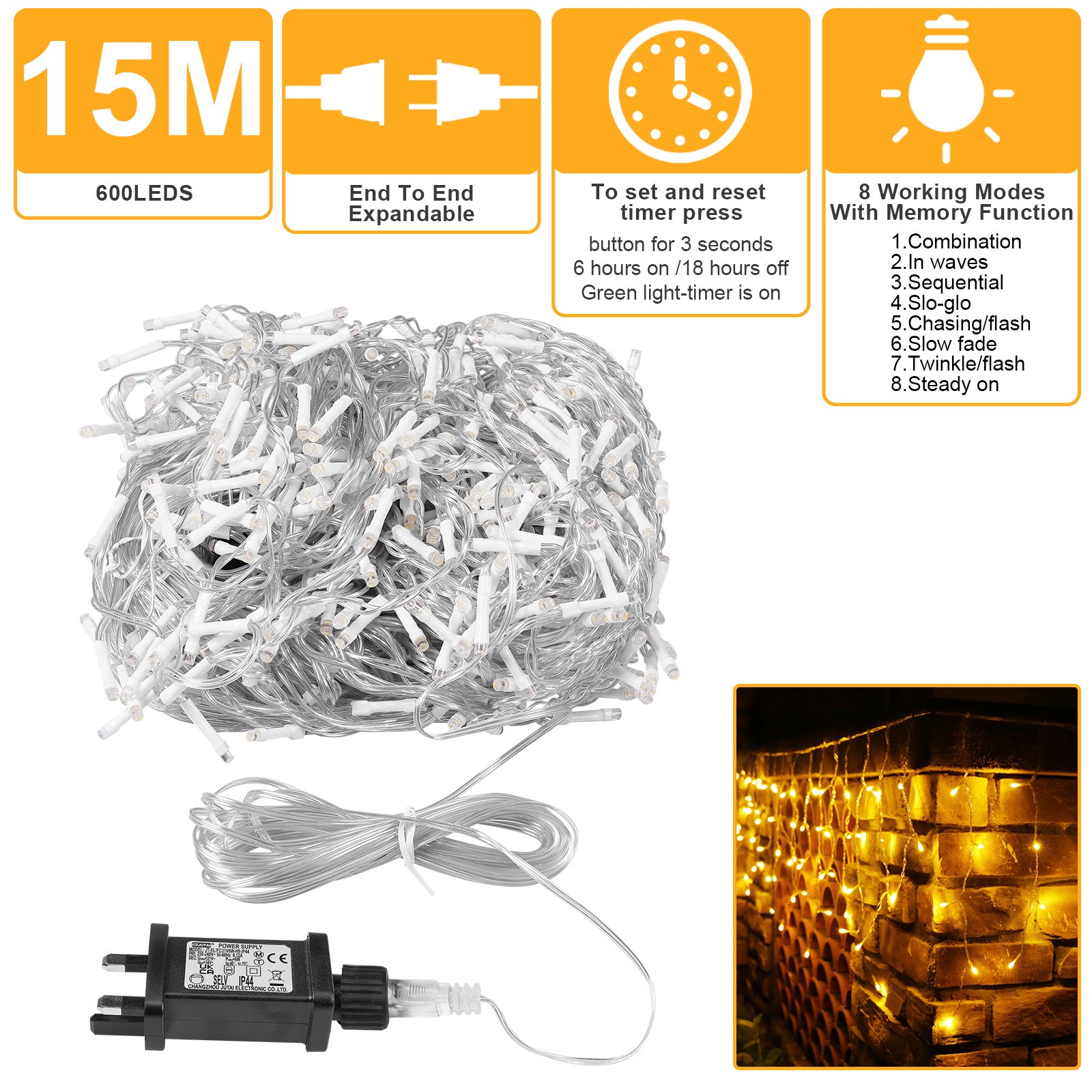 Memory LED Icicle String Lights 5/10/15M Waterproof Outdoor Christmas Fairy Lights 8 Modes Timer Xmas Newyear Decor 31V Plug