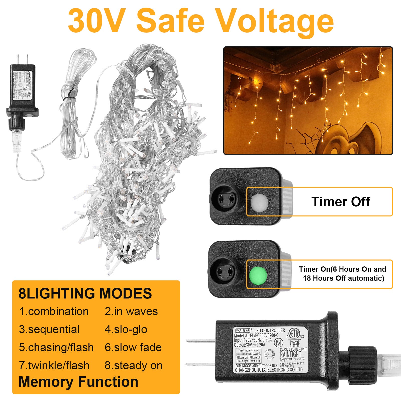 Memory LED Icicle String Lights 5/10/15M Waterproof Outdoor Christmas Fairy Lights 8 Modes Timer Xmas Newyear Decor 31V Plug