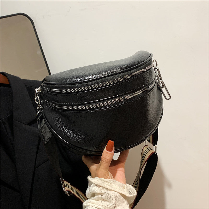 Elegant Convertible Faux Leather Bag: Chic Fanny Pack/Crossbody with Secure Zip & Adjustable Wide Strap for Stylish Women