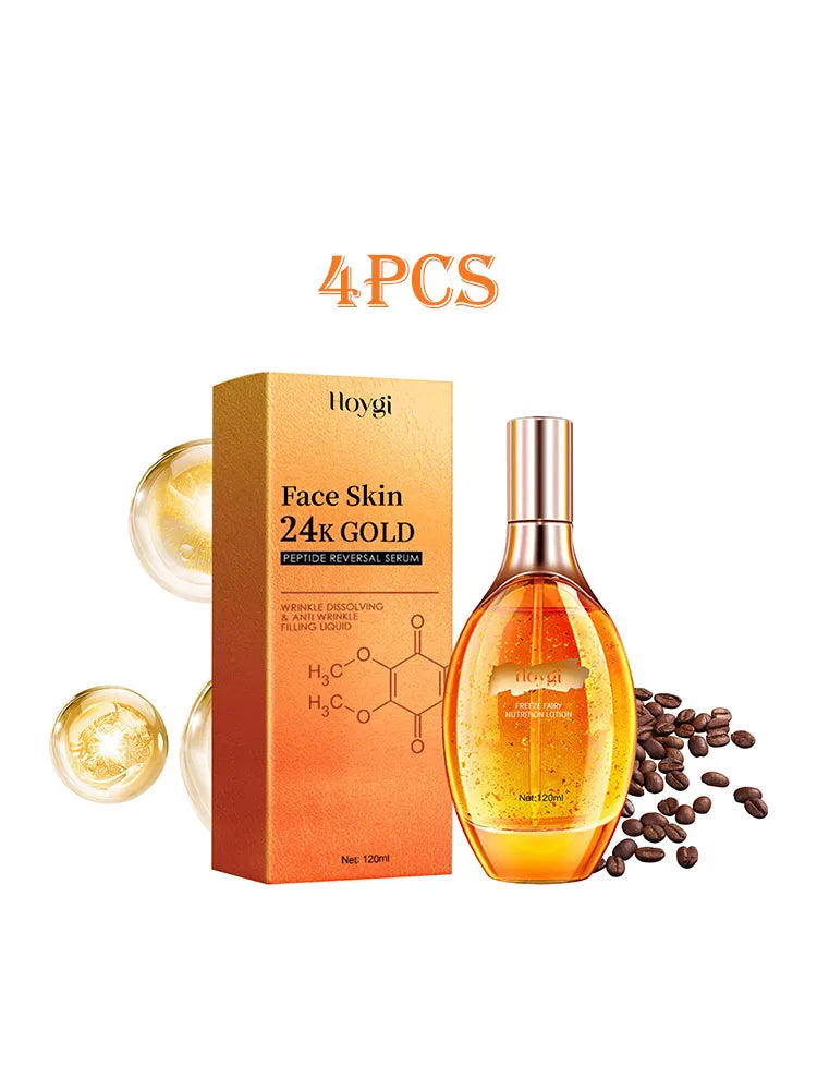 Hoygi 120ml 24k Gold Wrinkle Remover Serum Anti Aging Fine Line Reduce Puffiness Firming Moisturizing Brightening Facial Serum