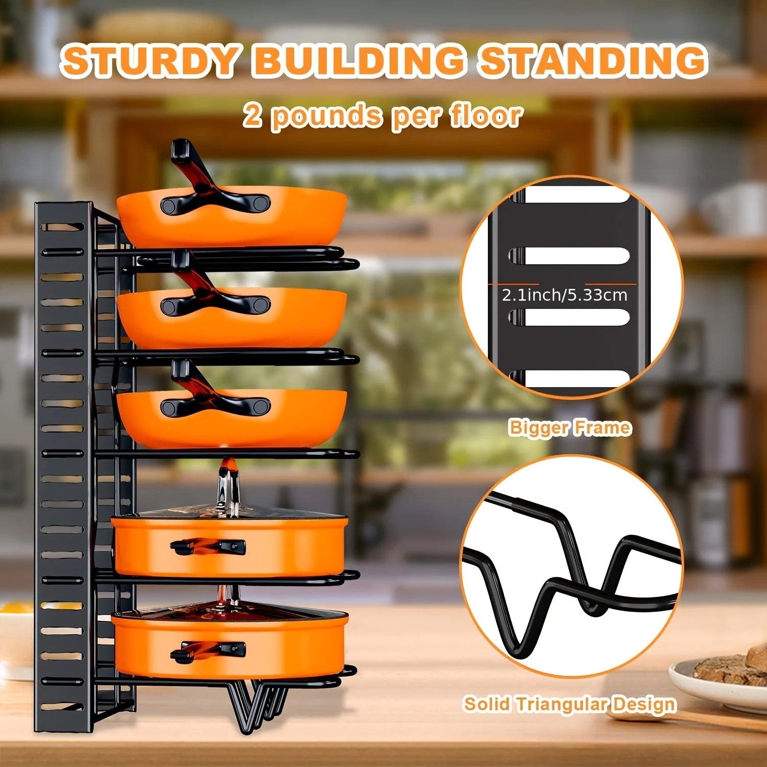 8-Tier Duty Pot Rack Organizer Durable Metal,Space-saving Cabinet Holder for Pots,Pans and lids-Keep Your Kitchen Neat and Tidy - You Offer