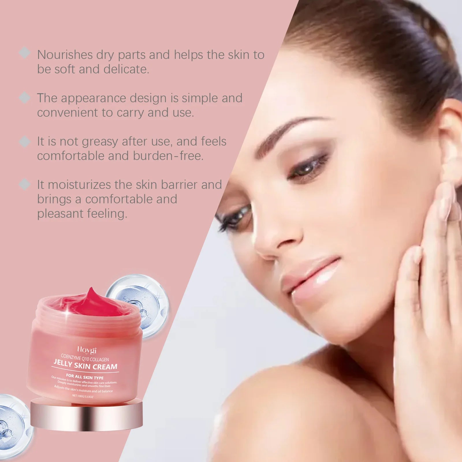 Hoygi 100g Collagen Jelly Cream Hydrating Brightening Face Shrinks Pores Skincare Lightweight Lighten Fine Lines Nourish Gel