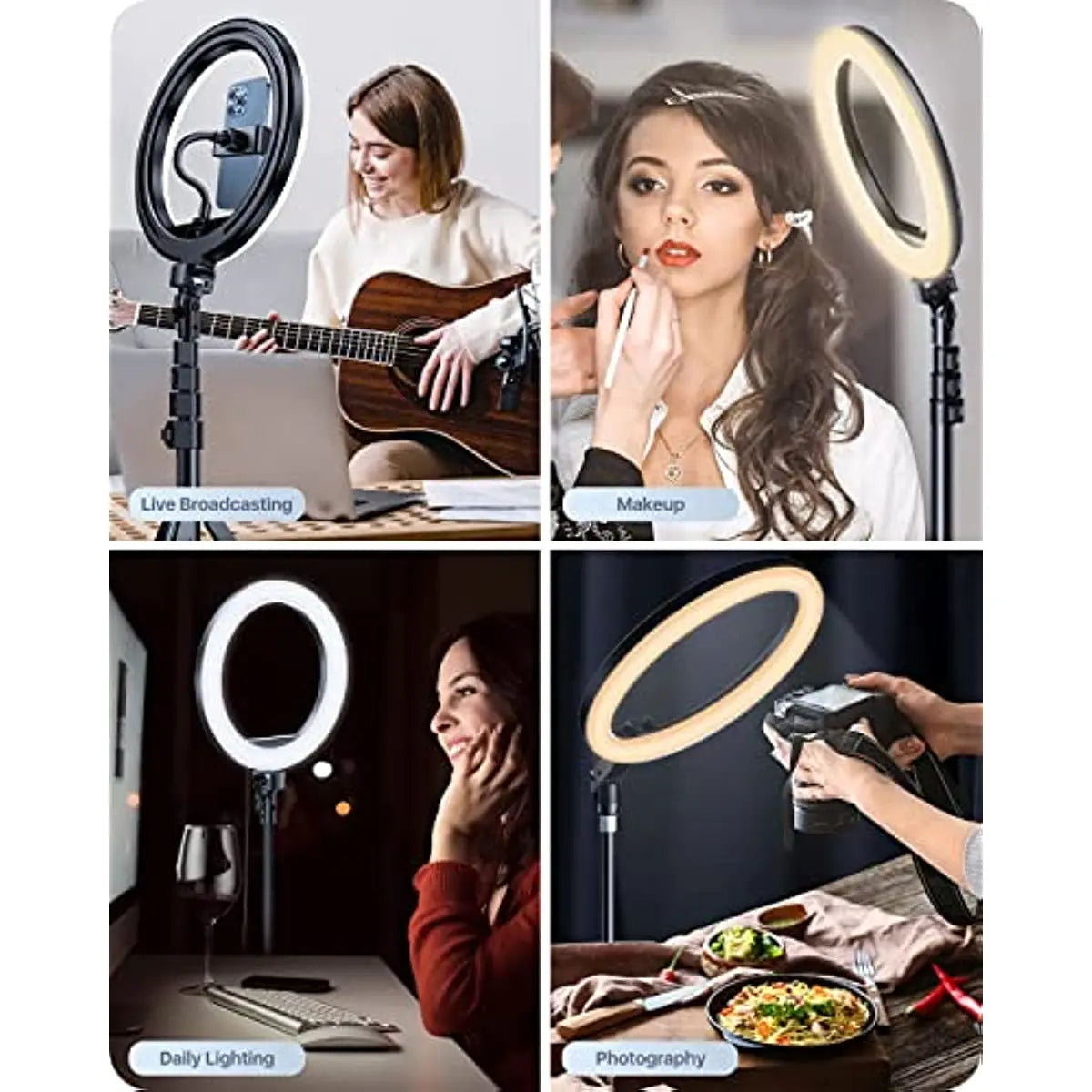 10" Ring Light 63" Tripod Stand,LED Selfie Ring Light & Bluetooth Remote,Extendable Cell Phone Holder for YouTube TikTok Video