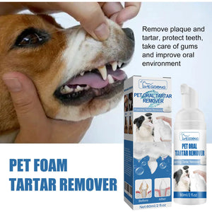 Yegbong 60ml Pet Tartar Removal Foam Cleaner Oral Odor Fresh Deodorant Dogs Cats Dental Calculus Cleaning Teeth Whitening Mousse