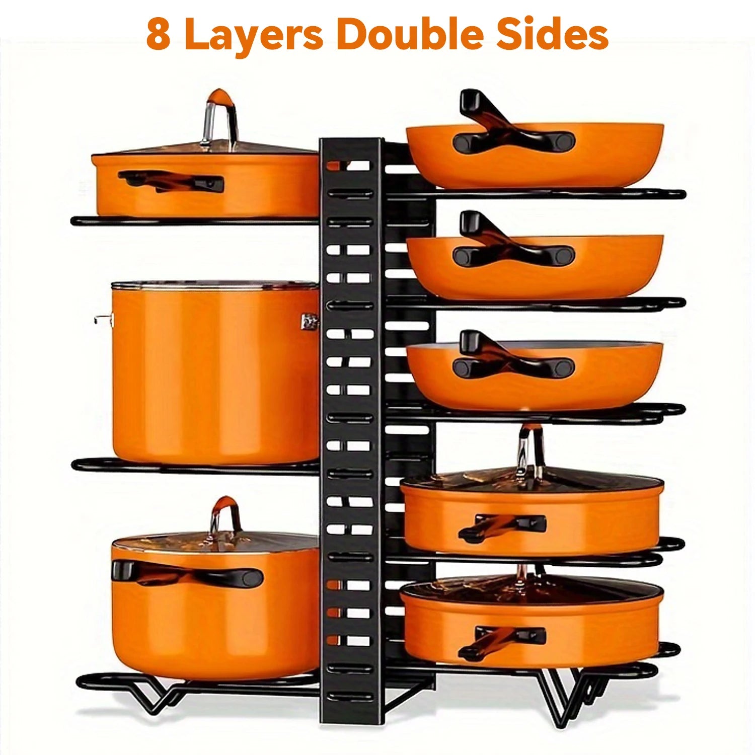8-Tier Duty Pot Rack Organizer Durable Metal,Space-saving Cabinet Holder for Pots,Pans and lids-Keep Your Kitchen Neat and Tidy - You Offer