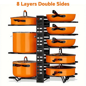 8-Tier Duty Pot Rack Organizer Durable Metal,Space-saving Cabinet Holder for Pots,Pans and lids-Keep Your Kitchen Neat and Tidy - You Offer