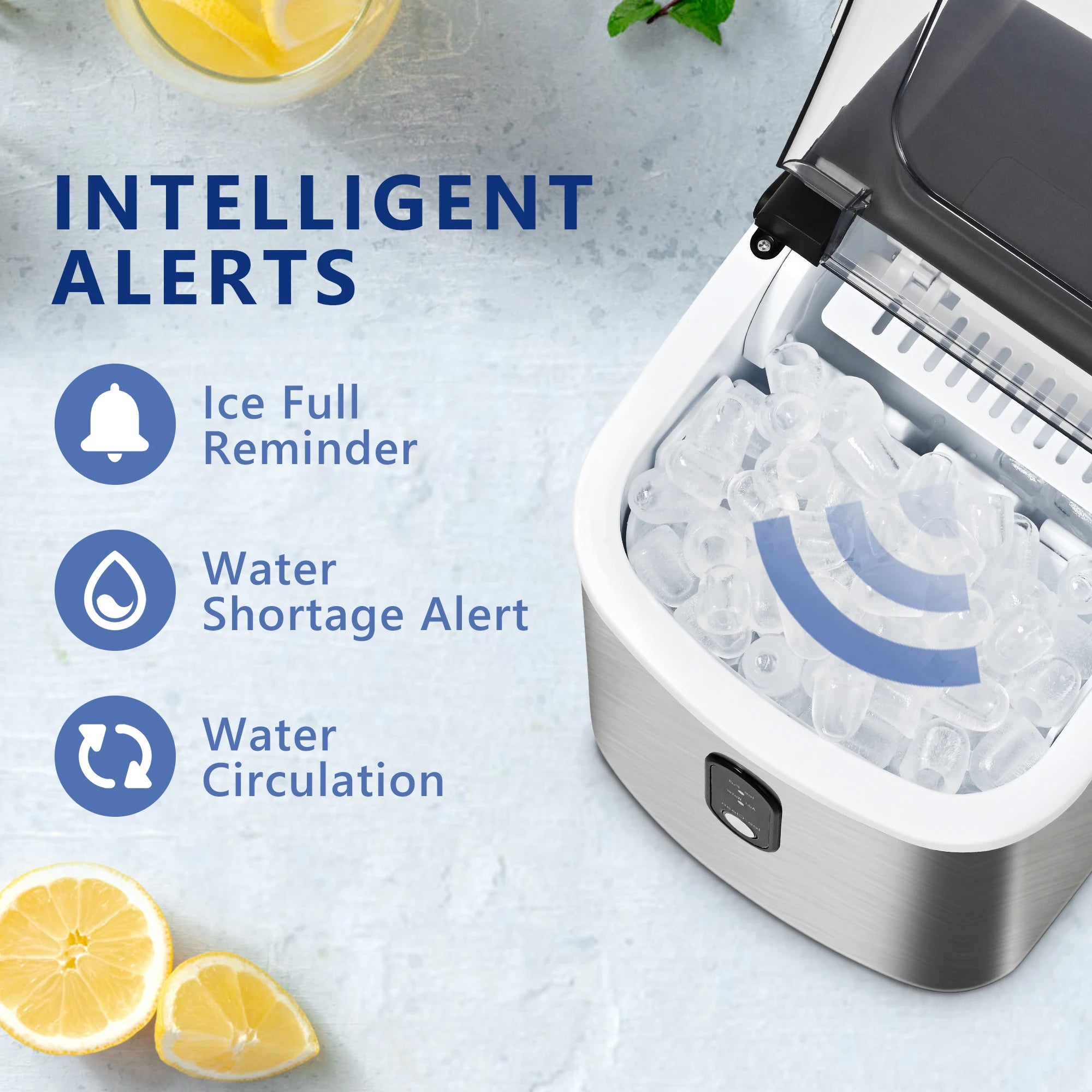 SIMZLIFE Portable Ice Maker Machine 26.5lbs/Day 9 Cubes in 6 Mins with Auto-Cleaning Basket and Scoop for Kitchen Office Party