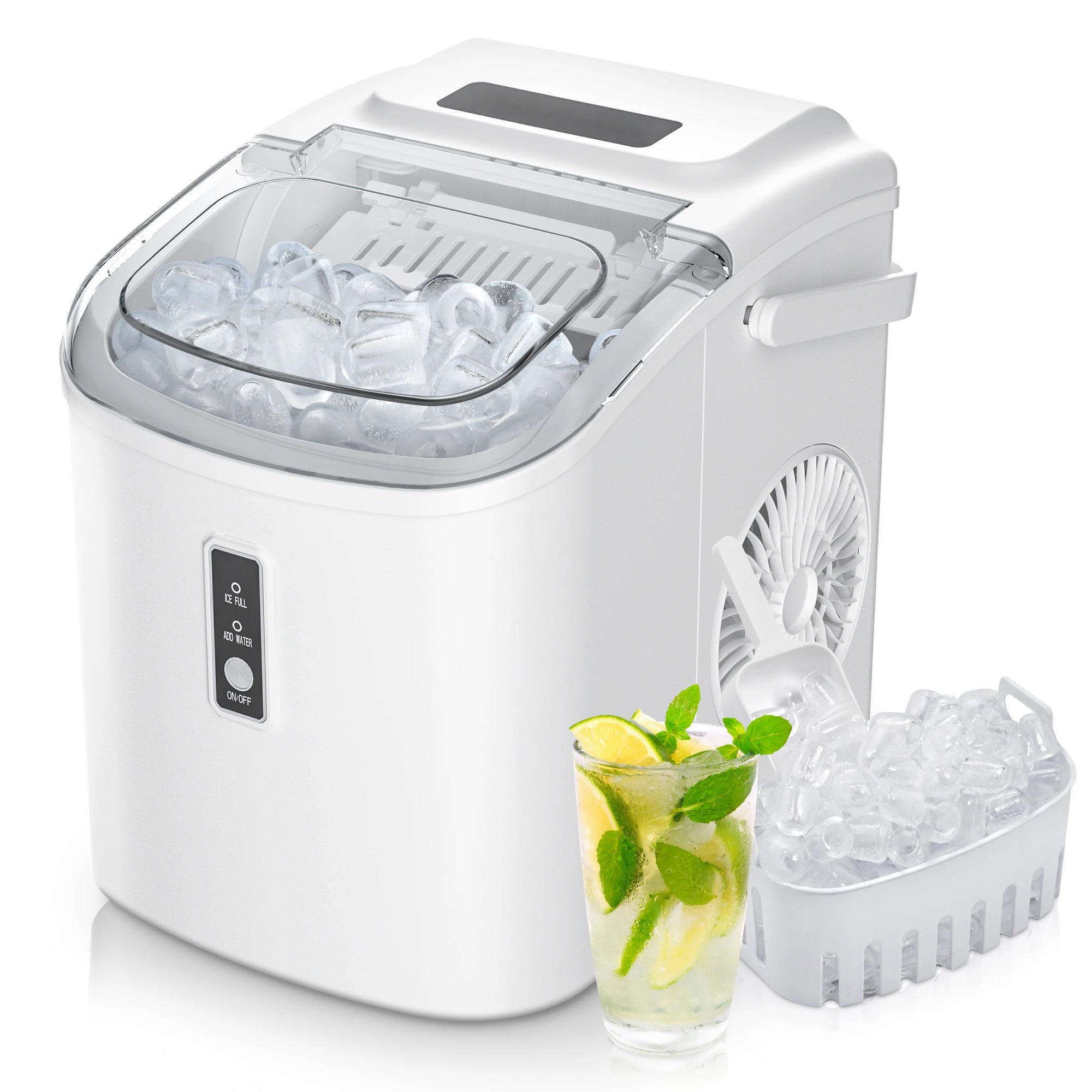 SIMZLIFE Portable Ice Maker Machine 26.5lbs/Day 9 Cubes in 6 Mins with Auto-Cleaning Basket and Scoop for Kitchen Office Party