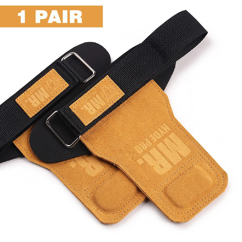 Cowhide Lifting Straps Grips Gym Fitness Sport Gloves Anti-Skid Pads For Deadlift Workout Strength Training