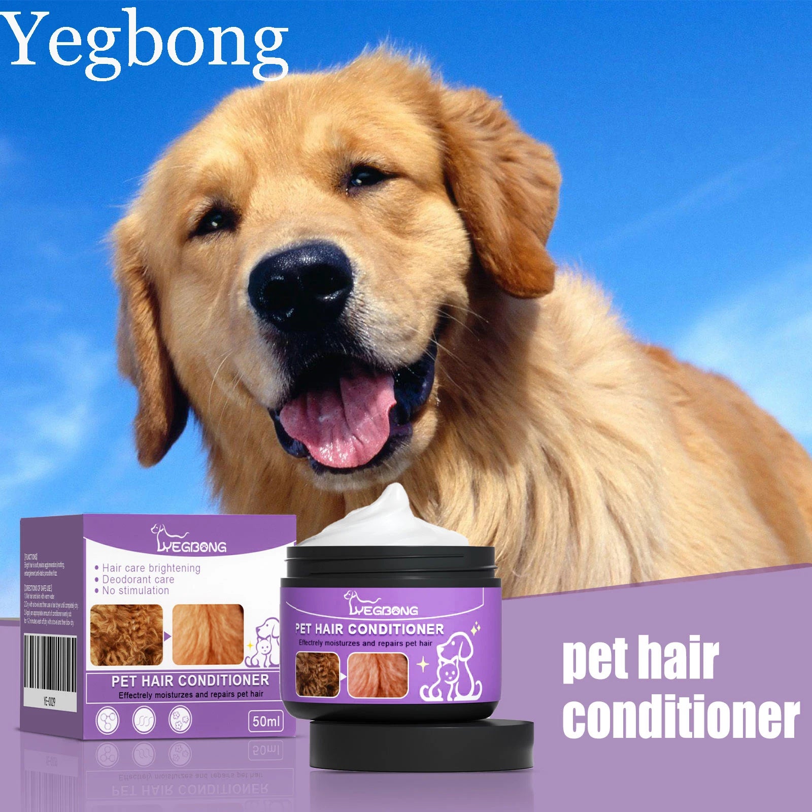 Yegbong Pet Hair Conditioner Cleaning Hair Dirts Volumizing Thickening Pet Hair Prevent Tangling Smoothing Pet Hair Conditioner