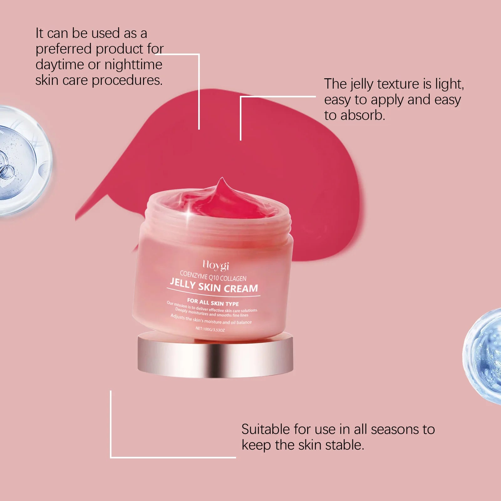 Hoygi 100g Collagen Jelly Cream Hydrating Brightening Face Shrinks Pores Skincare Lightweight Lighten Fine Lines Nourish Gel