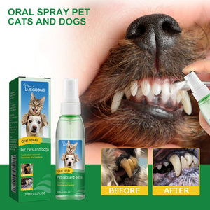 Yegbong 30ml Pet Oral Cleansing Spray Mouth Fresh Dogs Cats Remove Bad Breath Oral Deodorant Teeth Stain Tartar Remover Spray