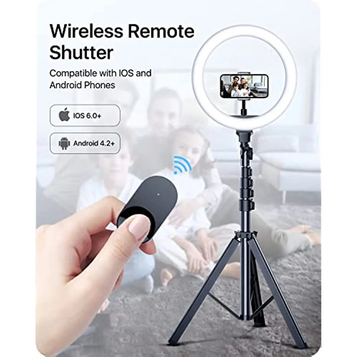 10" Ring Light 63" Tripod Stand,LED Selfie Ring Light & Bluetooth Remote,Extendable Cell Phone Holder for YouTube TikTok Video