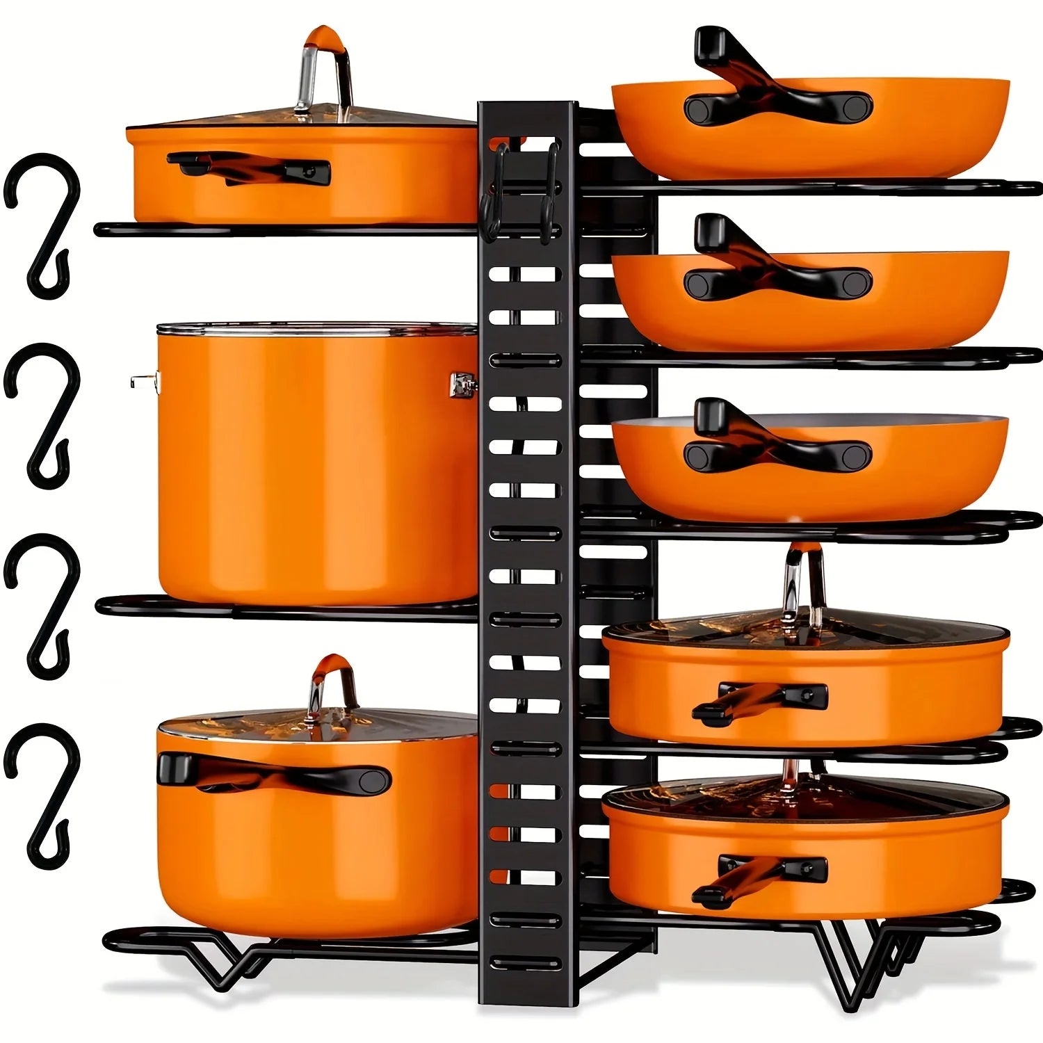 8-Tier Duty Pot Rack Organizer Durable Metal,Space-saving Cabinet Holder for Pots,Pans and lids-Keep Your Kitchen Neat and Tidy - You Offer
