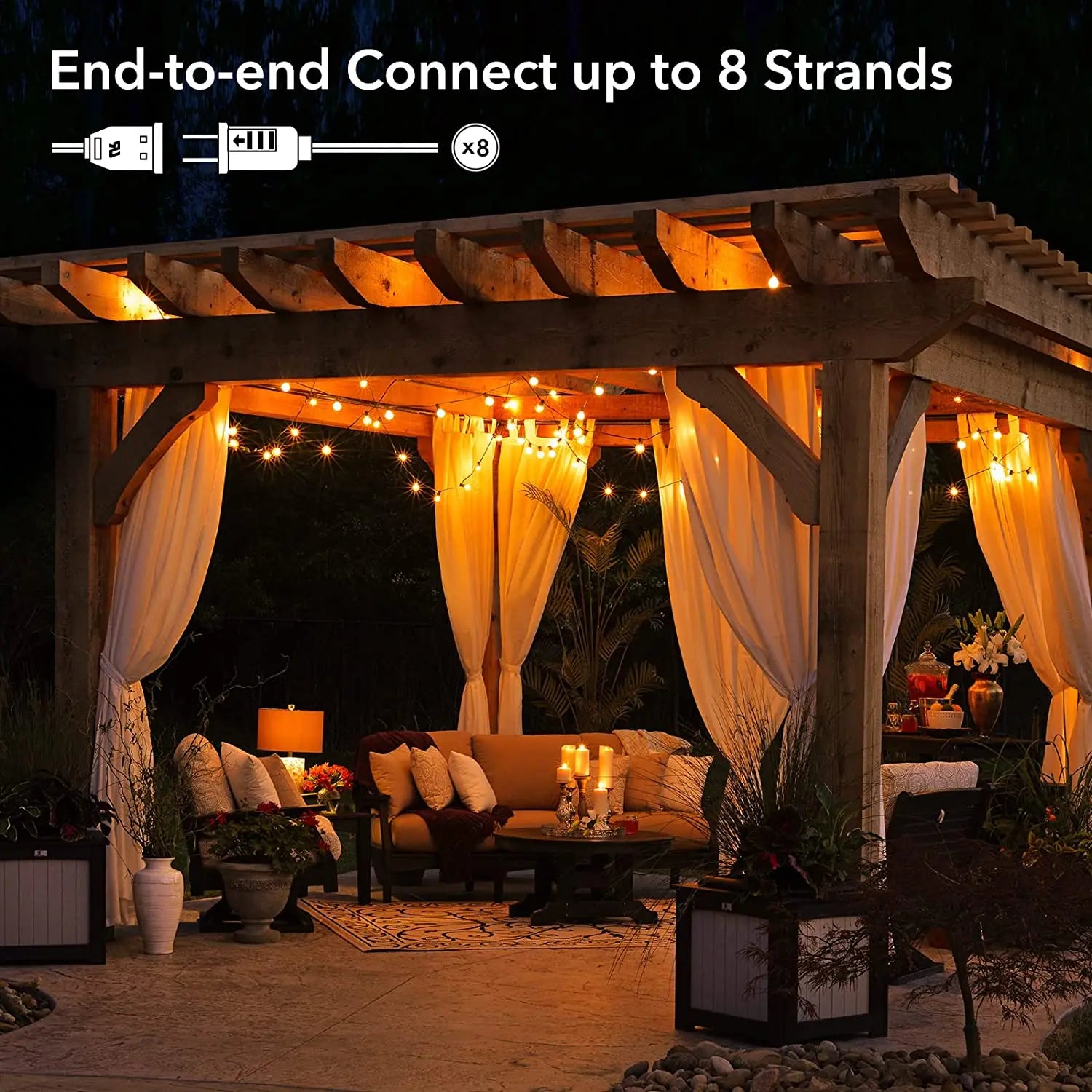 30M/15M/9M LED G40 Globe String Lights Outdoor, Plastic IP65 Waterproof Bulbs For Christmas Party Garden Decorative Garland Lamp