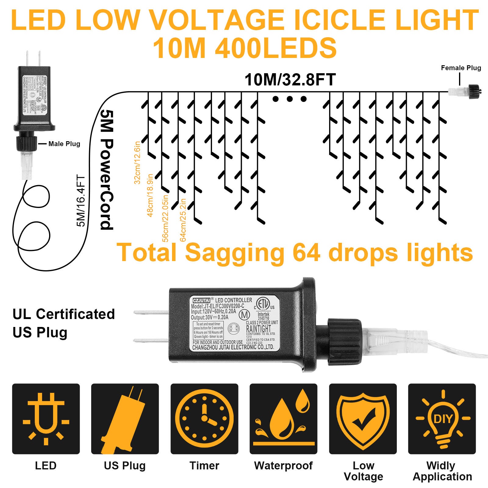 Memory LED Icicle String Lights 5/10/15M Waterproof Outdoor Christmas Fairy Lights 8 Modes Timer Xmas Newyear Decor 31V Plug