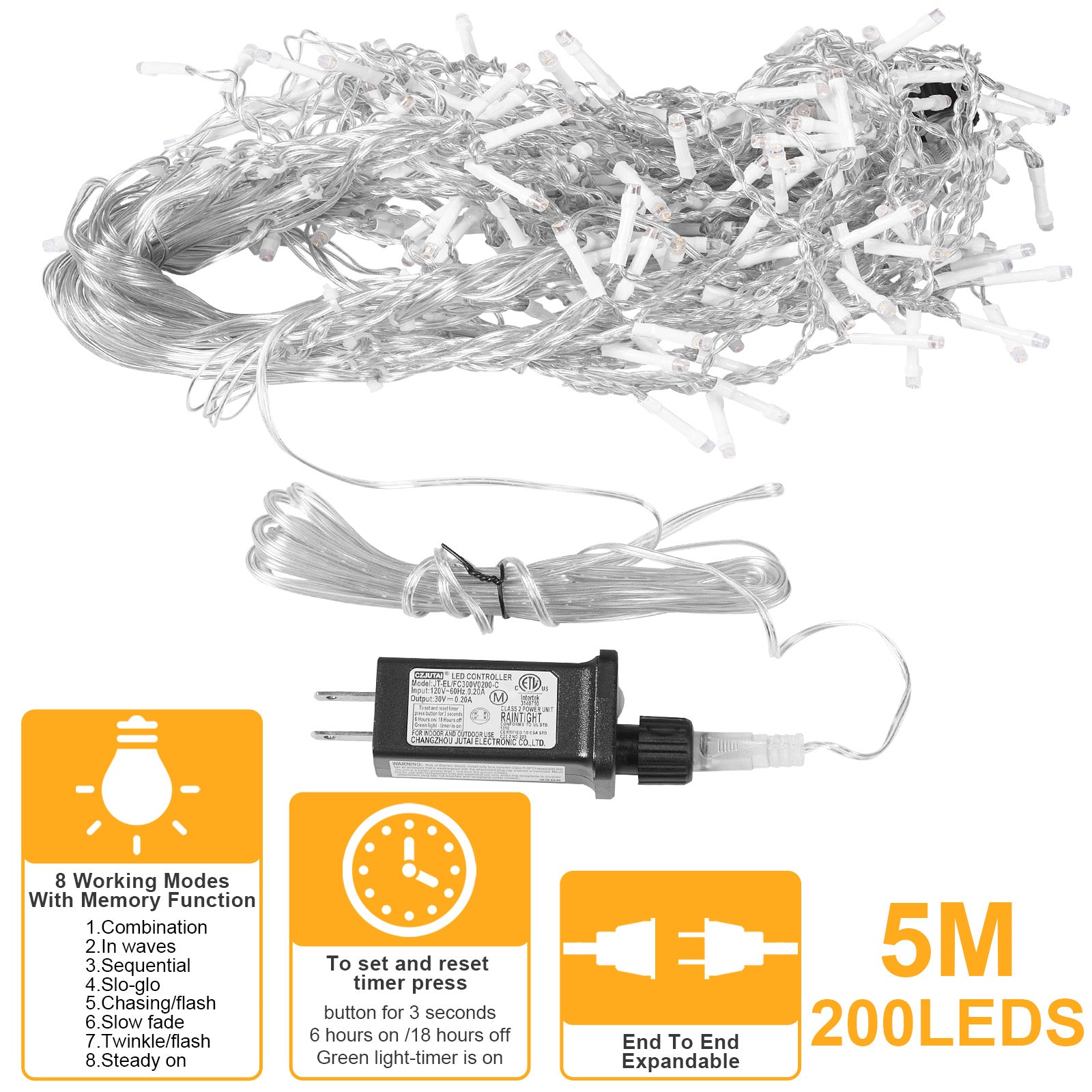 Memory LED Icicle String Lights 5/10/15M Waterproof Outdoor Christmas Fairy Lights 8 Modes Timer Xmas Newyear Decor 31V Plug