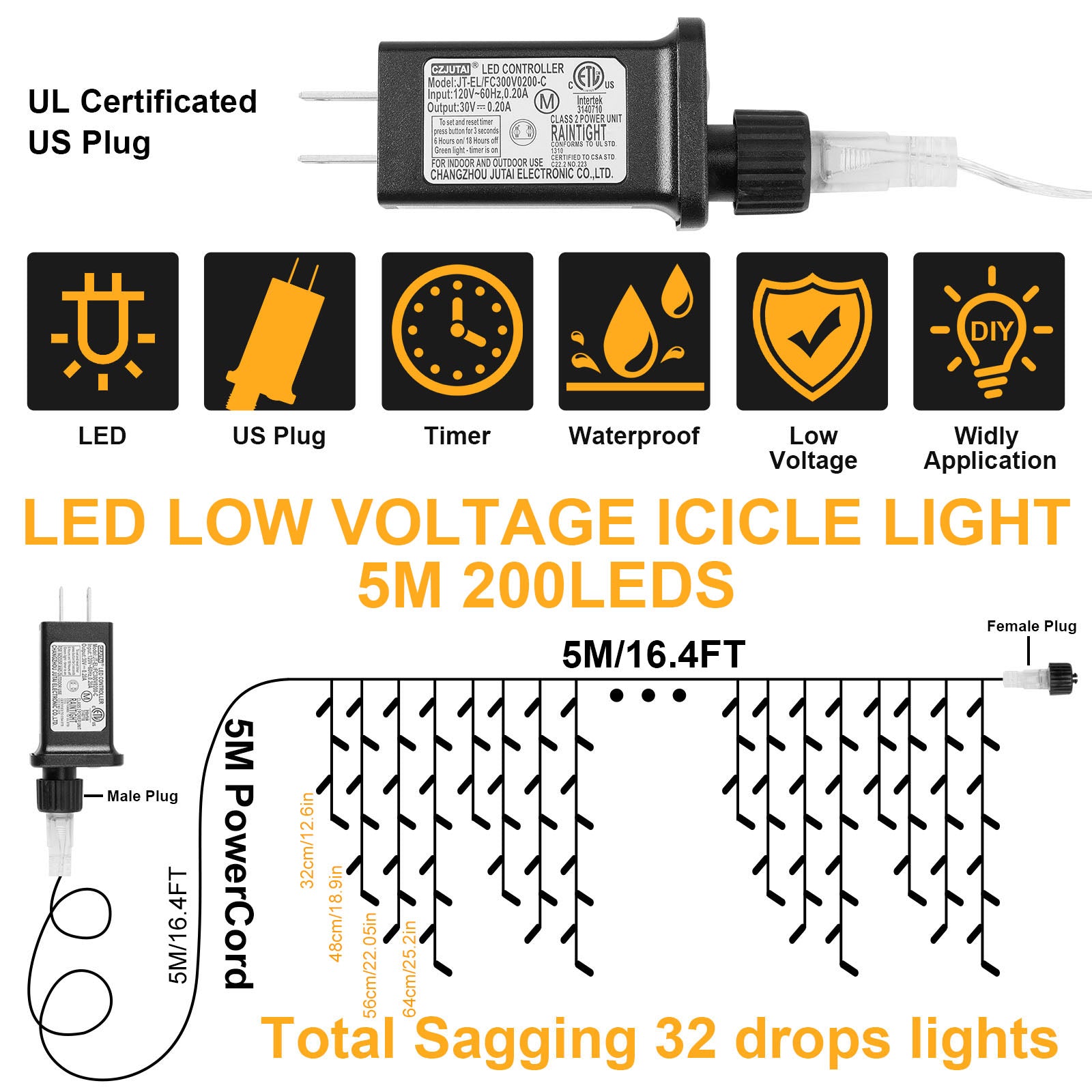 Memory LED Icicle String Lights 5/10/15M Waterproof Outdoor Christmas Fairy Lights 8 Modes Timer Xmas Newyear Decor 31V Plug