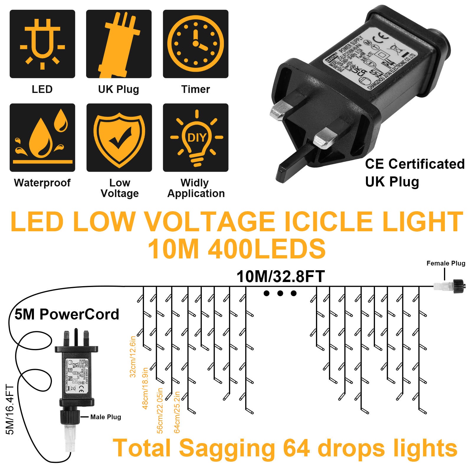 Memory LED Icicle String Lights 5/10/15M Waterproof Outdoor Christmas Fairy Lights 8 Modes Timer Xmas Newyear Decor 31V Plug