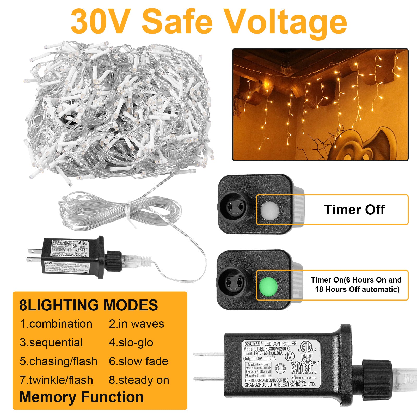 Memory LED Icicle String Lights 5/10/15M Waterproof Outdoor Christmas Fairy Lights 8 Modes Timer Xmas Newyear Decor 31V Plug