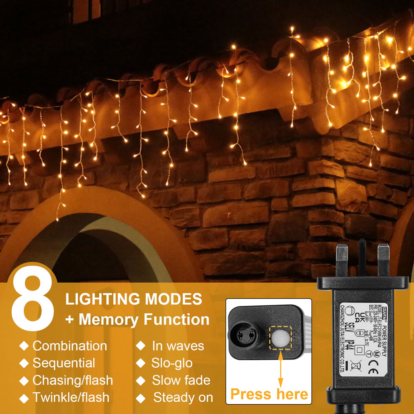 Memory LED Icicle String Lights 5/10/15M Waterproof Outdoor Christmas Fairy Lights 8 Modes Timer Xmas Newyear Decor 31V Plug