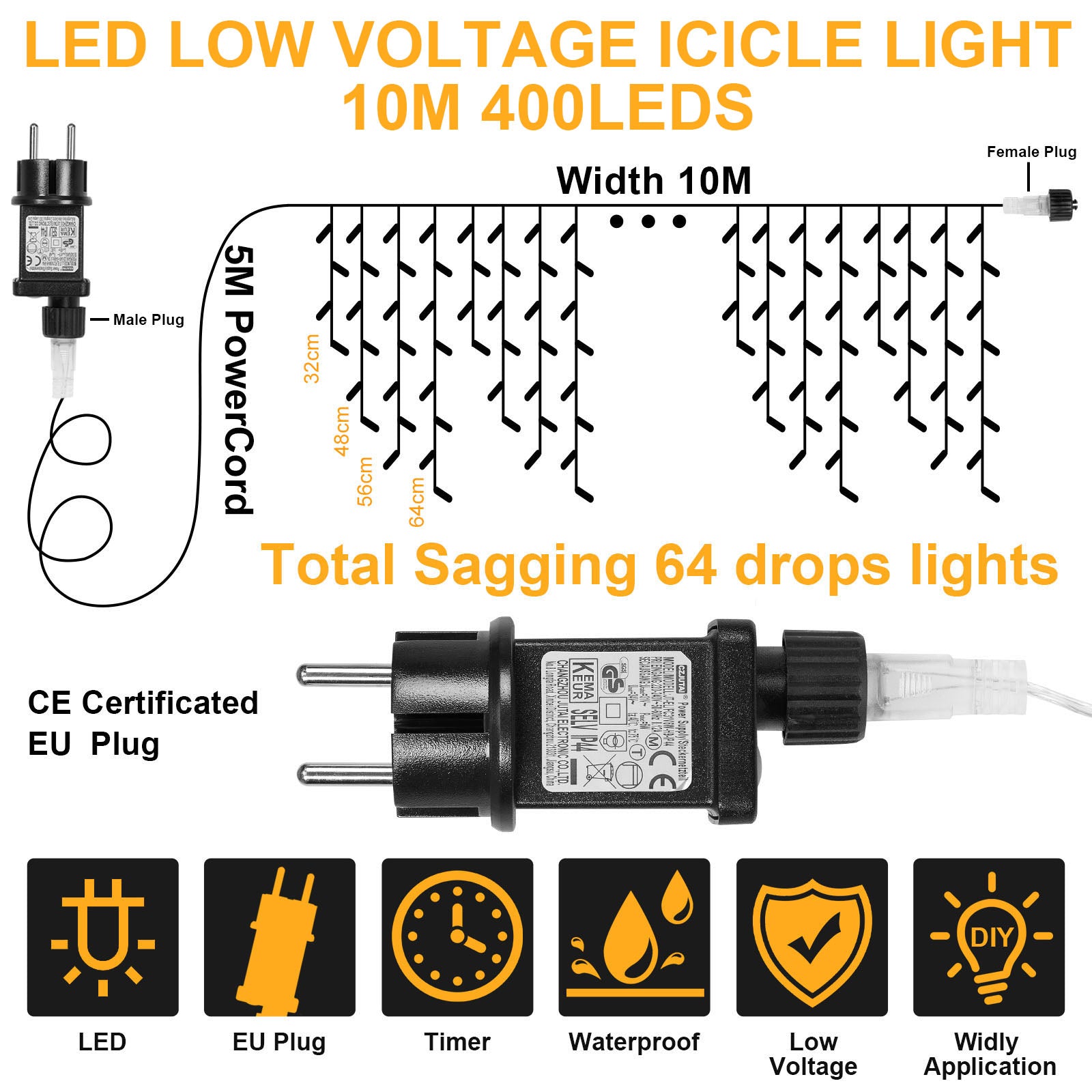 Memory LED Icicle String Lights 5/10/15M Waterproof Outdoor Christmas Fairy Lights 8 Modes Timer Xmas Newyear Decor 31V Plug