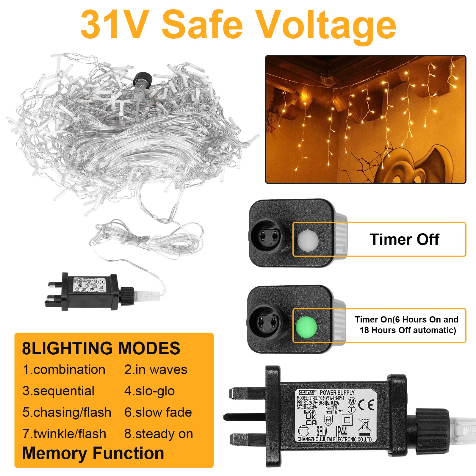 Memory LED Icicle String Lights 5/10/15M Waterproof Outdoor Christmas Fairy Lights 8 Modes Timer Xmas Newyear Decor 31V Plug
